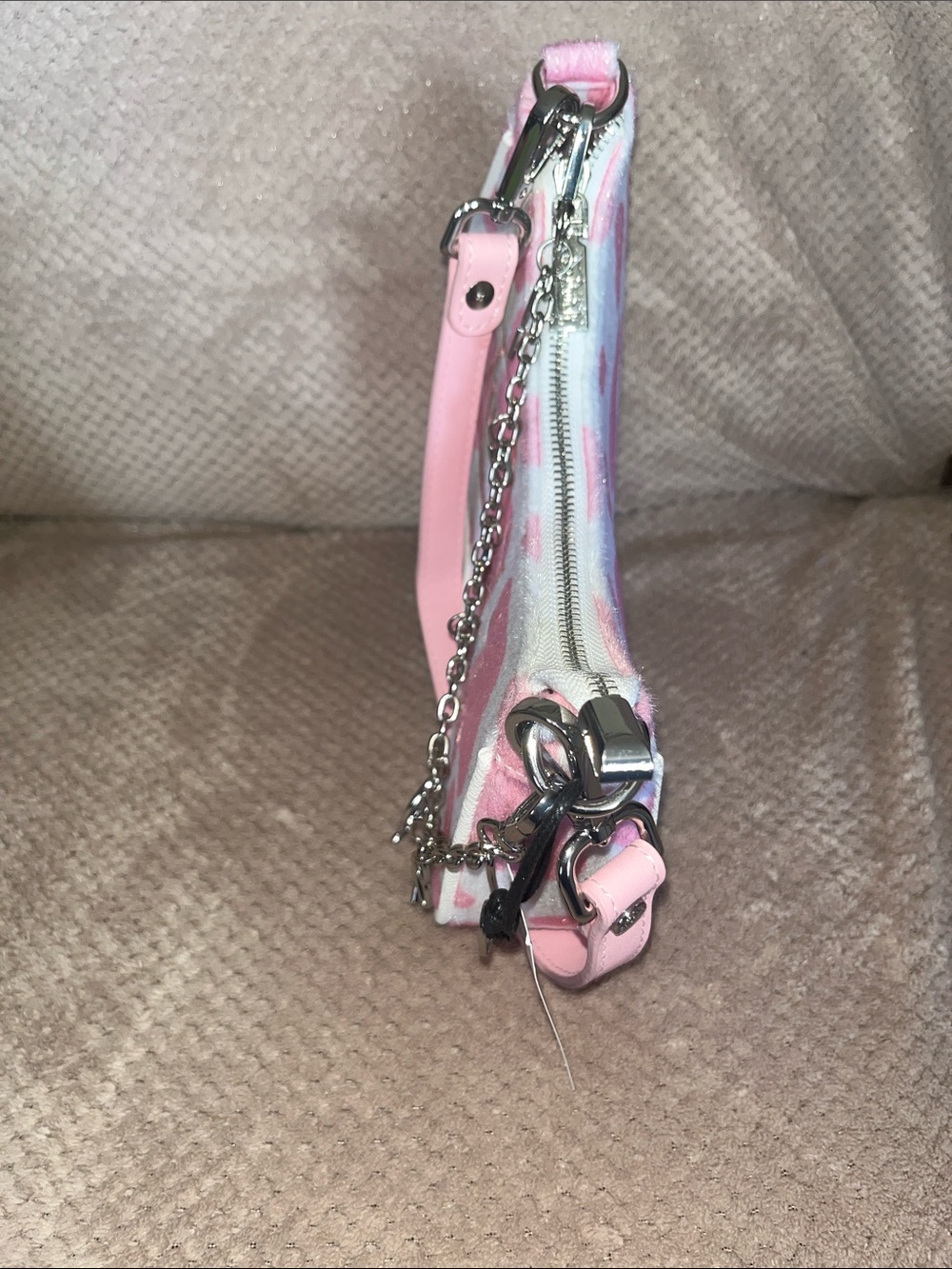Von Dutch Pink & White Cowprint Mini Shoulder Bag New Without Tags - Picture 9 of 10